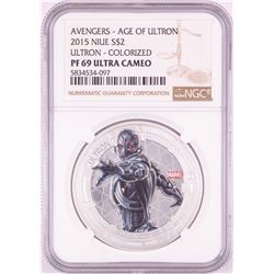 2015 Niue $2 Proof Avengers Age of Ultron Silver Coin NGC PF69 Ultra Cameo