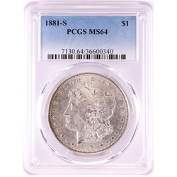 1881-S $1 Morgan Silver Dollar Coin PCGS MS64 Nice Toning