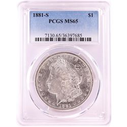 1881-S $1 Morgan Silver Dollar Coin PCGS MS65