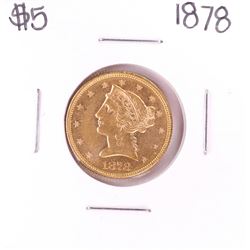 1878 $5 Liberty Head Half Eagle Gold Coin