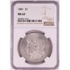 Image 1 : 1881 $1 Morgan Silver Dollar Coin NGC MS63