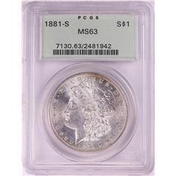 1881-S $1 Morgan Silver Dollar Coin PCGS MS63 Old Green Holder