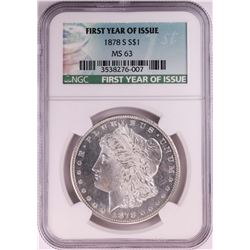1878-S $1 Morgan Silver Dollar Coin NGC MS63 First Year of Issue