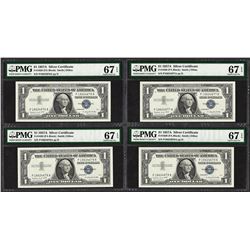 Lot of (4) Consecutive 1957A $1 Silver Certificate Notes PMG Superb Gem Unc. 67EPQ