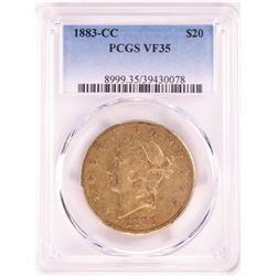 1883-CC $20 Liberty Head Double Eagle Gold Coin PCGS VF35