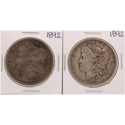 Lot of (2) 1892 $1 Morgan Silver Dollar Coins