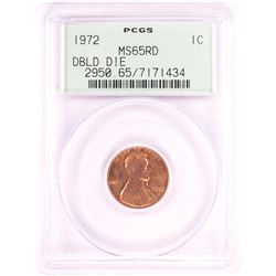 1972 Doubled Die Obverse Lincoln Memorial Cent Error Coin PCGS MS65RD Old Green Holder