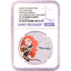 2016 Proof $2 Disney Princess Merida 1oz Silver Coin NGC PF70 Ultra Cameo