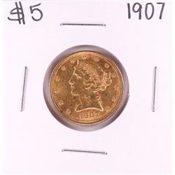 1907 $5 Liberty Head Half Eagle Gold Coin