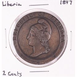 1847 Liberia 2 Cents Copper Coin