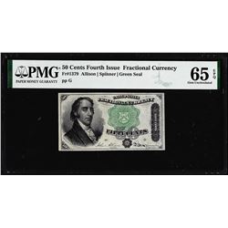 1863 50 Cent Fourth Issue Fractional Currency Note Fr.1379 PMG Gem Uncirculated 65EPQ