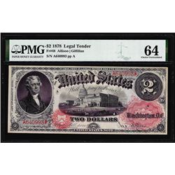 1878 $2 Legal Tender Note Fr.48 PMG Choice Uncirculated 64