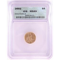2002 $5 American Gold Eagle Coin ICG MS69