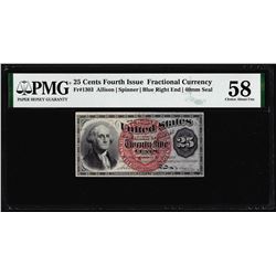 1863 25 Cents Fourth Issue Fractional Note Fr.1303 PMG Ch. About Uncirculated 58