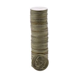 Roll of (50) Brilliant Uncirculated 1954-D Roosevelt Dime Coins