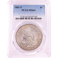 1881-S $1 Morgan Silver Dollar Coin PCGS MS64