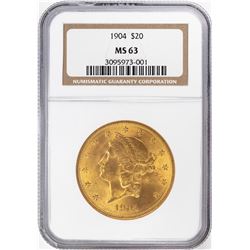 1904 $20 Liberty Head Double Eagle Gold Coin NGC MS63