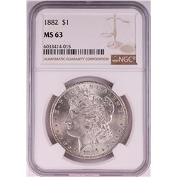 1882 $1 Morgan Silver Dollar Coin NGC MS63