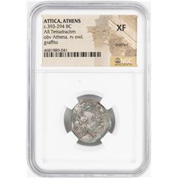 393-294 BC Attica Athens AR Tetradrachm Athena Owl Coin NGC XF