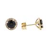 Image 2 : 14KT Yellow Gold 2.45 ctw Sapphire and Diamond Halo Stud Earrings