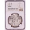 Image 1 : 1881 $1 Morgan Silver Dollar Coin NGC MS63