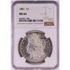 Image 1 : 1881 $1 Morgan Silver Dollar Coin NGC MS64