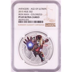 2015 Niue $2 Proof Avengers Age of Ultron Iron Man Silver Coin NGC PF69 Ultra Cameo
