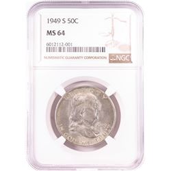 1949-S Franklin Half Dollar Coin NGC MS64
