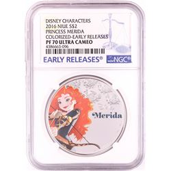 2016 Proof $2 Disney Princess Merida 1oz Silver Coin NGC PF70 Ultra Cameo