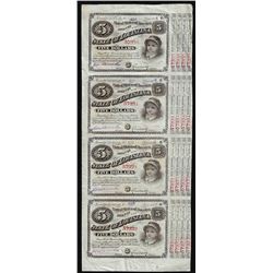 Uncut Sheet of (4) State of Louisiana Baby Bond Obsolete Notes