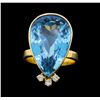 Image 1 : 14KT Yellow Gold Ladies 25.00 ctw Blue Topaz and Diamond Ring