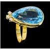Image 4 : 14KT Yellow Gold Ladies 25.00 ctw Blue Topaz and Diamond Ring