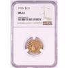 Image 1 : 1915 $2 1/2 Indian Head Quarter Eagle Gold Coin NGC MS61