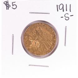 1911-S $5 Indian Head Half Eagle Gold Coin