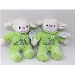 lot of 2x lamb stuffed animals with musical christian song