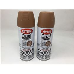 lot of 2x340g Krylondual paint and primer, brown color