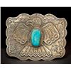 Image 1 : Turquoise and Silver Eagle Belt Buckle by Albert and Jacqueline Cleveland