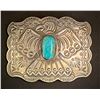Image 4 : Turquoise and Silver Eagle Belt Buckle by Albert and Jacqueline Cleveland