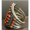 Image 3 : Terry Martinez Green Spider Web Turquoise and Coral Bracelet Cuff