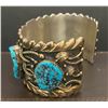 Image 3 : Gold Overlay Bracelet with 5 Turquoise stones by Andy Lee Kirk Isleta and Navajo Artist