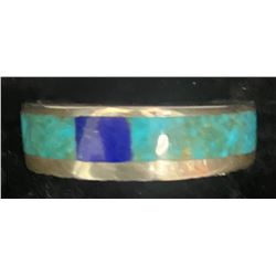 Al Nez, Navajo Inlay ring with fine turquoise and lapis 1980's