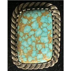 Spiderweb #8 Turquoise Ring by H. Mace, Navajo