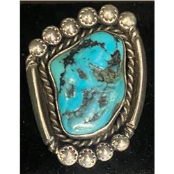 Kingman Ring by Jessie Thompson, Navajo  JT hallmark