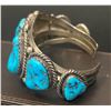 Image 3 : Heavy Morenci Turquoise Bracelet Sterling 1960's 7 nuggets