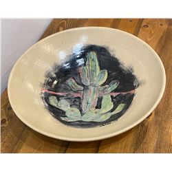 Handmade Large Bowl with Cactus Drawing