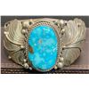Image 1 : #8 Turquoise Bracelet with Silver Leaves by Glenda Lee