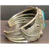 Image 2 : #8 Turquoise Bracelet with Silver Leaves by Glenda Lee