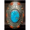 Image 1 : Beautiful Turquoise and Coral Ring by Navajo Jeweler Michael Perry