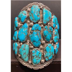 Massive 27 stone Morence Turquoise Nugget Bracelet by Richard & Mary Thomas Navajo Artists