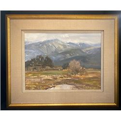 New Mexico Artist John O. Encinias Oil Painting titled “Breaking Storm”